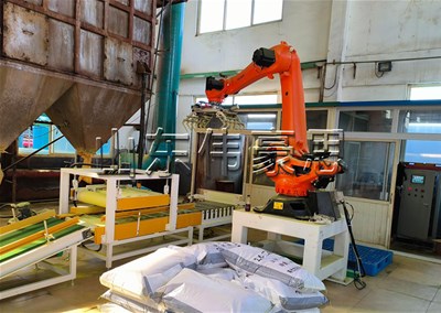 六氯苯胺包裝碼垛線 全自動包裝碼垛系統(tǒng)