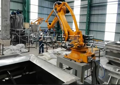 碳酸氫銨機(jī)械手破袋機(jī) 機(jī)器人全自動拆包機(jī)